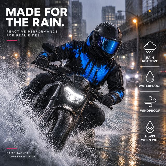 Color-changing rain jacket hero