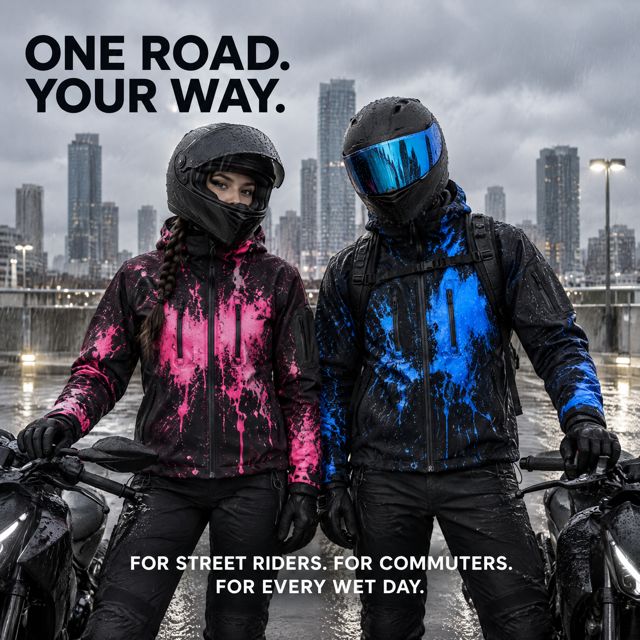 Couple wearing rain jackets